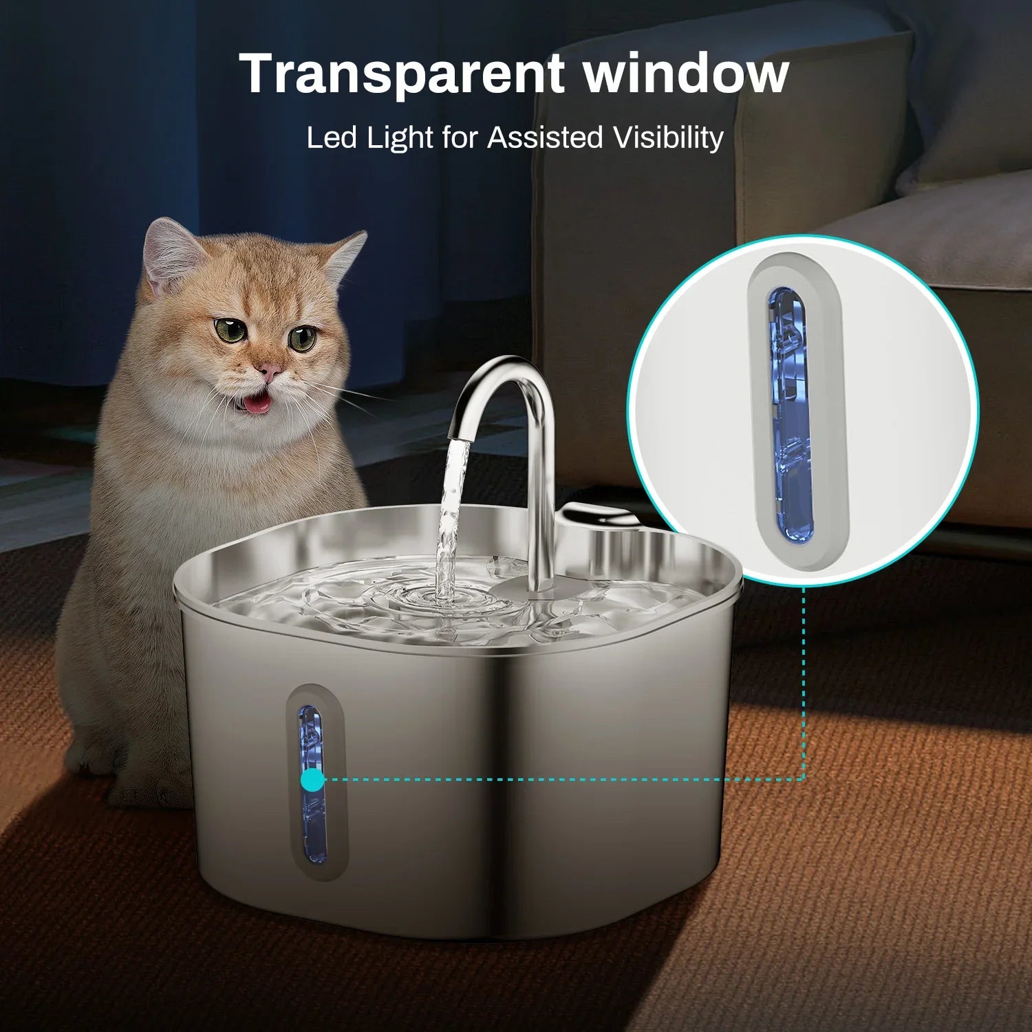 PetLumo™ Stainless Steel Cat & Dog Water Fountain